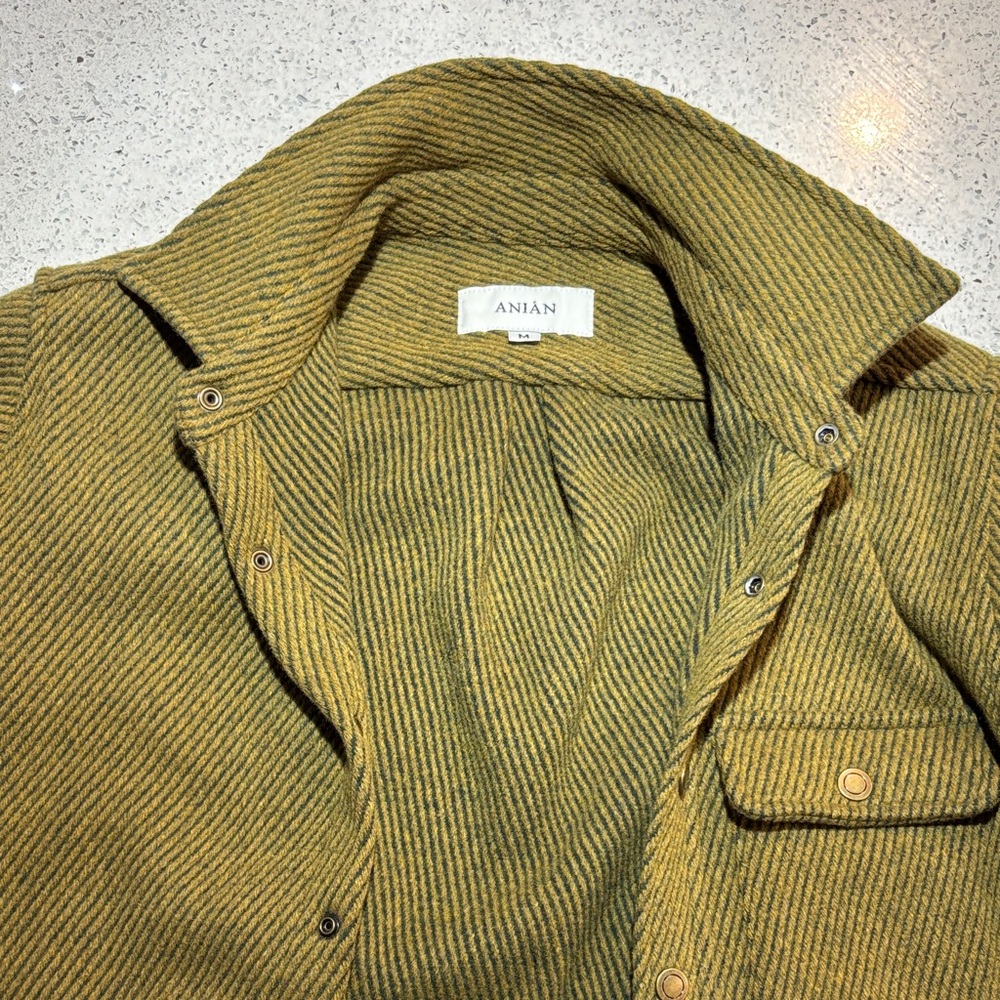 ANIAN Men's Olive Striped Shirt Jacket